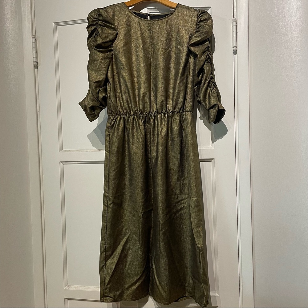 Soaked In Luxury gold metallic dress NWT